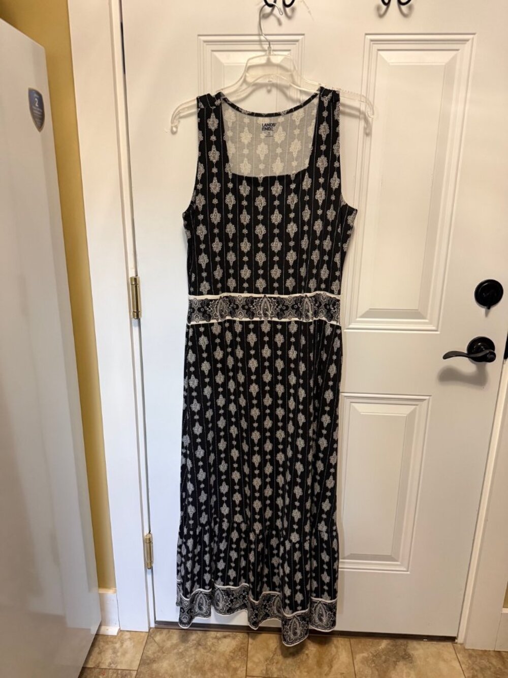 B&W Folk Print Maxi Dress